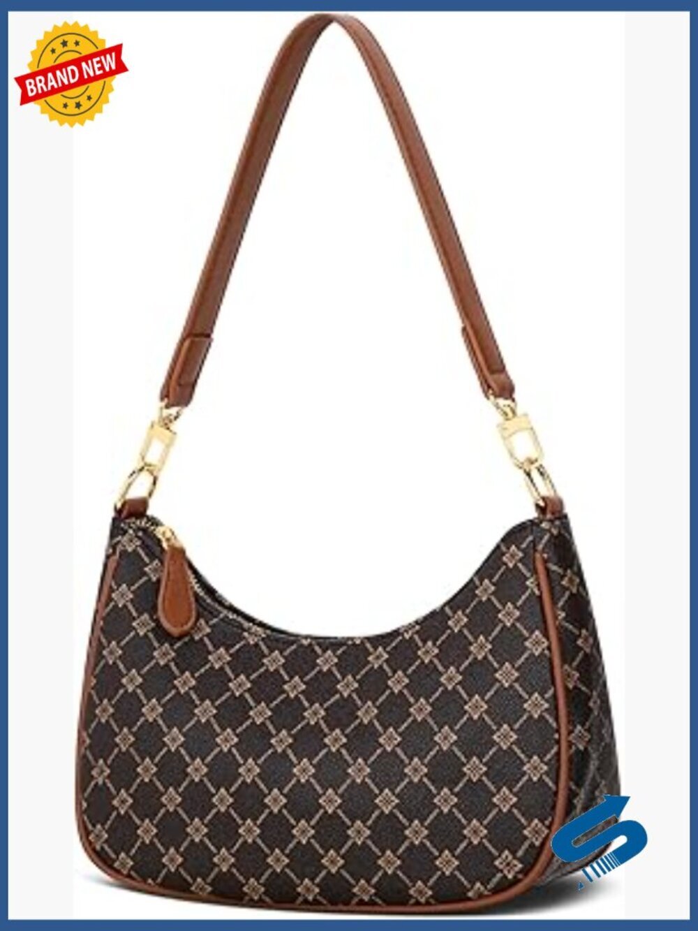Faux Leather Shoulder Bag with Removable Straps, 3 Compartments